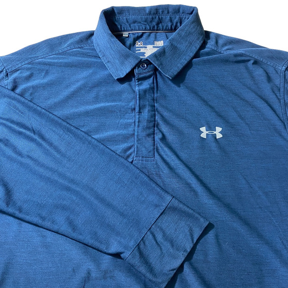 Under Armour Performance Playoff Shirt Men L Navy Blue Long Sleeve Loose Stretch - Picture 1 of 14